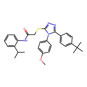 2-((5-(4-(tert-Butyl)phenyl)-4-(4-methoxyphenyl)-4H-1,2,4-triazol-3-yl)thio)-N-(2-isopropylphenyl)acetamide structure