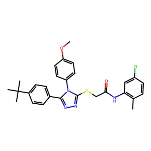2-{[5-(4-tert-butylphenyl)-4-(4-methoxyphenyl)-4H-1,2,4-triazol-3-yl]sulfanyl}-N-(5-chloro-2-methylphenyl)acetamide structure