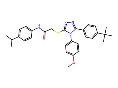 2-((5-(4-(tert-Butyl)phenyl)-4-(4-methoxyphenyl)-4H-1,2,4-triazol-3-yl)thio)-N-(4-isopropylphenyl)acetamide structure
