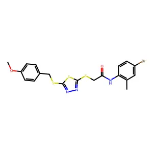 N-(4-Bromo-2-methylphenyl)-2-((5-((4-methoxybenzyl)thio)-1,3,4-thiadiazol-2-yl)thio)acetamide structure