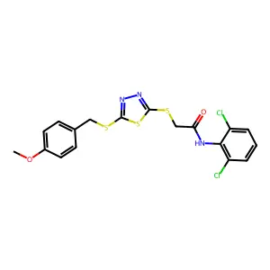 N-(2,6-DI-CL-PH)-2-((5-((4-Meo-benzyl)thio)-1,3,4-thiadiazol-2-YL)thio)acetamide structure