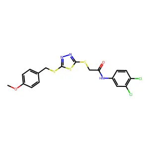 N-(3,4-DI-CL-PH)-2-((5-((4-Meo-benzyl)thio)-1,3,4-thiadiazol-2-YL)thio)acetamide structure