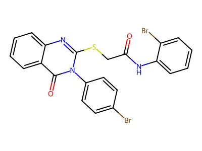 N-(2-BR-Phenyl)-2-((3-(4-BR-PH)-4-oxo-3,4-dihydro-2-quinazolinyl)thio)acetamide structure