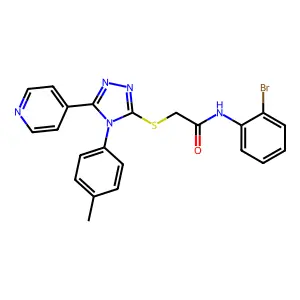 N-(2-BR-PH)-2-((4-(4-ME-PH)-5-(4-Pyridinyl)-4H-1,2,4-triazol-3-YL)thio)acetamide structure