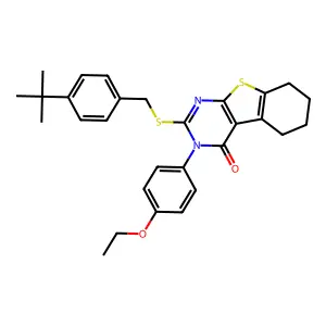 2-[(4-tert-butylbenzyl)sulfanyl]-3-(4-ethoxyphenyl)-5,6,7,8-tetrahydro[1]benzothieno[2,3-d]pyrimidin-4(3H)-one structure