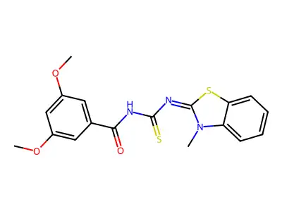 3,5-dimethoxy-N-[(3-methyl-1,3-benzothiazol-2-ylidene)carbamothioyl]benzamide structure