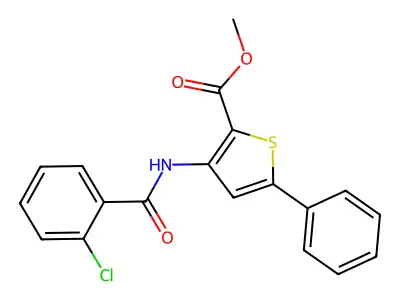 Methyl 3-(2-chlorobenzamido)-5-phenylthiophene-2-carboxylate structure