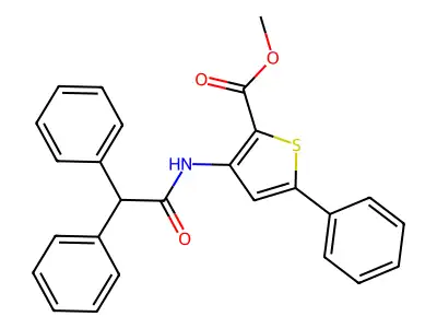 Methyl 3-(2,2-diphenylacetamido)-5-phenylthiophene-2-carboxylate structure
