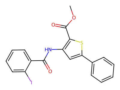 Methyl 3-(2-iodobenzamido)-5-phenylthiophene-2-carboxylate structure