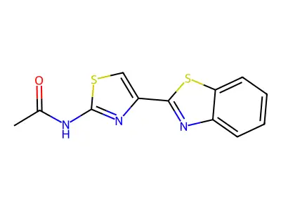 N-[4-(1,3-benzothiazol-2-yl)-1,3-thiazol-2-yl]acetamide structure