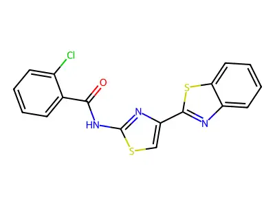 N-[4-(1,3-benzothiazol-2-yl)-1,3-thiazol-2-yl]-2-chlorobenzamide structure