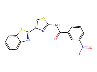 N-[4-(1,3-benzothiazol-2-yl)-1,3-thiazol-2-yl]-3-nitrobenzamide structure