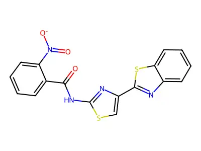 N-[4-(1,3-benzothiazol-2-yl)-1,3-thiazol-2-yl]-2-nitrobenzamide structure