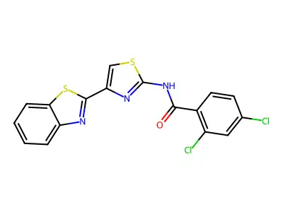 N-[4-(1,3-benzothiazol-2-yl)-1,3-thiazol-2-yl]-2,4-dichlorobenzamide structure
