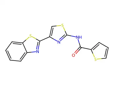 N-[4-(1,3-benzothiazol-2-yl)-1,3-thiazol-2-yl]thiophene-2-carboxamide structure