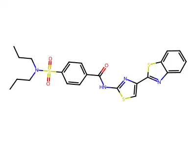 N-[4-(1,3-benzothiazol-2-yl)-1,3-thiazol-2-yl]-4-(dipropylsulfamoyl)benzamide structure