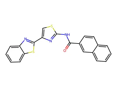 N-[4-(1,3-benzothiazol-2-yl)-1,3-thiazol-2-yl]naphthalene-2-carboxamide structure
