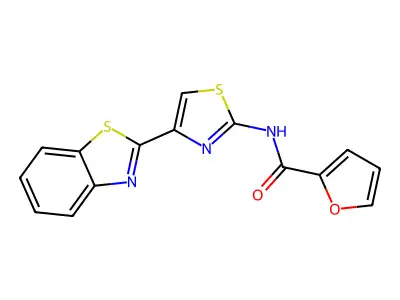 N-[4-(1,3-benzothiazol-2-yl)-1,3-thiazol-2-yl]furan-2-carboxamide structure