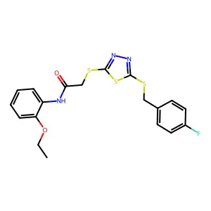 N-(2-Ethoxyphenyl)-2-((5-((4-F-benzyl)thio)-1,3,4-thiadiazol-2-YL)thio)acetamide structure