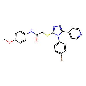 2-((4-(4-BR-PH)-5-(4-Pyridinyl)4H-1,2,4-triazol-3-YL)thio)-N-(4-meo-PH)acetamide structure