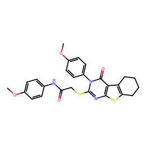 N-(4-Methoxyphenyl)-2-((3-(4-methoxyphenyl)-4-oxo-3,4,5,6,7,8-hexahydrobenzo[4,5]thieno[2,3-d]pyrimidin-2-yl)thio)acetamide structure