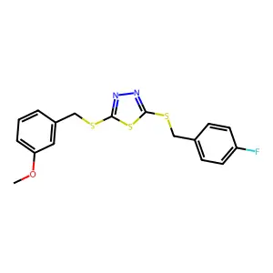 3-(((5-((4-Fluorobenzyl)thio)-1,3,4-thiadiazol-2-YL)thio)ME)phenyl methyl ether structure