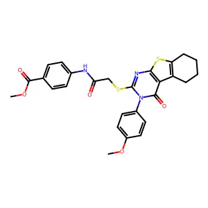 Methyl 4-(2-((3-(4-methoxyphenyl)-4-oxo-3,4,5,6,7,8-hexahydrobenzo[4,5]thieno[2,3-d]pyrimidin-2-yl)thio)acetamido)benzoate structure