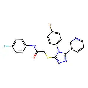 2-((4-(4-BR-PH)-5-(3-Pyridinyl)-4H-1,2,4-triazol-3-YL)thio)-N-(4-F-PH)acetamide structure