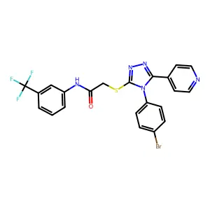 2-{[4-(4-bromophenyl)-5-(pyridin-4-yl)-4H-1,2,4-triazol-3-yl]sulfanyl}-N-[3-(trifluoromethyl)phenyl]acetamide structure