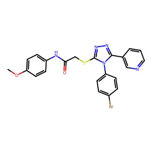 2-((4-(4-BR-PH)-5-(3-Pyridinyl)4H-1,2,4-triazol-3-YL)thio)-N-(4-meo-PH)acetamide structure