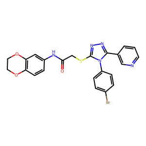 2-{[4-(4-bromophenyl)-5-(pyridin-3-yl)-4H-1,2,4-triazol-3-yl]sulfanyl}-N-(2,3-dihydro-1,4-benzodioxin-6-yl)acetamide structure