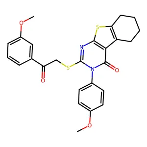 3-(4-methoxyphenyl)-2-{[2-(3-methoxyphenyl)-2-oxoethyl]sulfanyl}-5,6,7,8-tetrahydro[1]benzothieno[2,3-d]pyrimidin-4(3H)-one structure