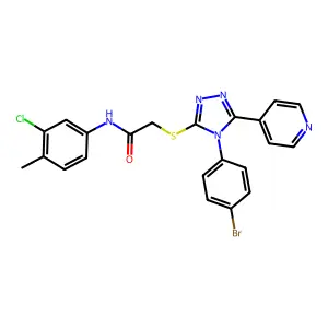 2-{[4-(4-bromophenyl)-5-(pyridin-4-yl)-4H-1,2,4-triazol-3-yl]sulfanyl}-N-(3-chloro-4-methylphenyl)acetamide structure