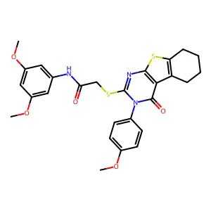 N-(3,5-Dimethoxyphenyl)-2-((3-(4-methoxyphenyl)-4-oxo-3,4,5,6,7,8-hexahydrobenzo[4,5]thieno[2,3-d]pyrimidin-2-yl)thio)acetamide structure