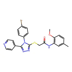 2-{[4-(4-bromophenyl)-5-(pyridin-4-yl)-4H-1,2,4-triazol-3-yl]sulfanyl}-N-(2-methoxy-5-methylphenyl)acetamide structure