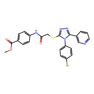 ME 4-((((4-(4-BR-PH)-5-(3-Pyridinyl)4H-1,2,4-triazol-3-YL)thio)AC)amino)benzoate structure