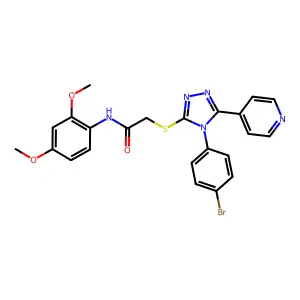 2-{[4-(4-bromophenyl)-5-(pyridin-4-yl)-4H-1,2,4-triazol-3-yl]sulfanyl}-N-(2,4-dimethoxyphenyl)acetamide structure