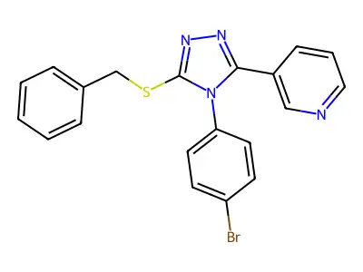 3-(5-(Benzylthio)-4-(4-bromophenyl)-4H-1,2,4-triazol-3-YL)pyridine structure