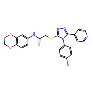 2-((4-(4-Bromophenyl)-5-(pyridin-4-yl)-4H-1,2,4-triazol-3-yl)thio)-N-(2,3-dihydrobenzo[b][1,4]dioxin-6-yl)acetamide structure