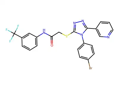 2-{[4-(4-bromophenyl)-5-(pyridin-3-yl)-4H-1,2,4-triazol-3-yl]sulfanyl}-N-[3-(trifluoromethyl)phenyl]acetamide structure