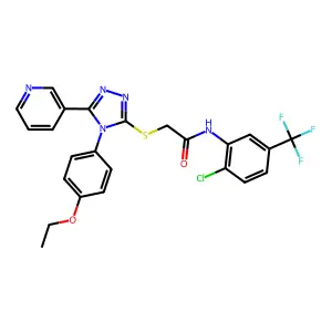 N-[2-chloro-5-(trifluoromethyl)phenyl]-2-{[4-(4-ethoxyphenyl)-5-(pyridin-3-yl)-4H-1,2,4-triazol-3-yl]sulfanyl}acetamide structure