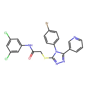 2-{[4-(4-bromophenyl)-5-(pyridin-3-yl)-4H-1,2,4-triazol-3-yl]sulfanyl}-N-(3,5-dichlorophenyl)acetamide structure