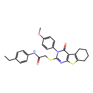 N-(4-ethylphenyl)-2-{[3-(4-methoxyphenyl)-4-oxo-3,4,5,6,7,8-hexahydro[1]benzothieno[2,3-d]pyrimidin-2-yl]sulfanyl}acetamide structure