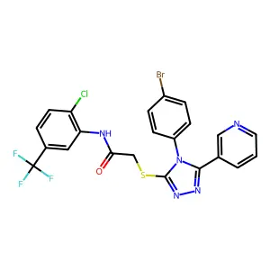 2-{[4-(4-bromophenyl)-5-(pyridin-3-yl)-4H-1,2,4-triazol-3-yl]sulfanyl}-N-[2-chloro-5-(trifluoromethyl)phenyl]acetamide structure