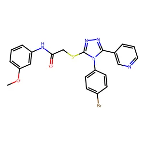 2-((4-(4-BR-PH)-5-(3-Pyridinyl)4H-1,2,4-triazol-3-YL)thio)-N-(3-meo-PH)acetamide structure