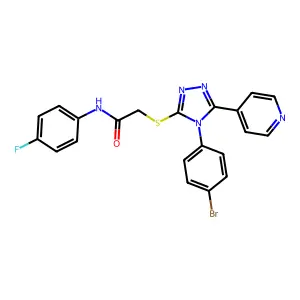 2-{[4-(4-bromophenyl)-5-(pyridin-4-yl)-4H-1,2,4-triazol-3-yl]sulfanyl}-N-(4-fluorophenyl)acetamide structure