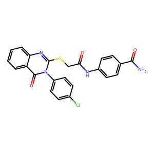 4-((((3-(4-CL-PH)-4-Oxo-3,4-dihydro-2-quinazolinyl)thio)acetyl)amino)benzamide structure