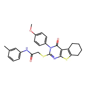 2-{[3-(4-methoxyphenyl)-4-oxo-3,4,5,6,7,8-hexahydro[1]benzothieno[2,3-d]pyrimidin-2-yl]sulfanyl}-N-(3-methylphenyl)acetamide structure