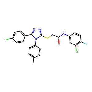 N-(3-chloro-4-fluorophenyl)-2-{[5-(4-chlorophenyl)-4-(4-methylphenyl)-4H-1,2,4-triazol-3-yl]sulfanyl}acetamide structure