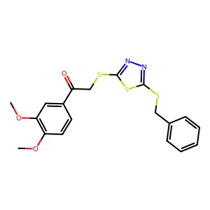 2-((5-(Benzylthio)-1,3,4-thiadiazol-2-YL)thio)-1-(3,4-dimethoxyphenyl)ethanone structure